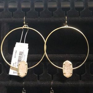 Gold Elora earrings with iridescent drusy stone